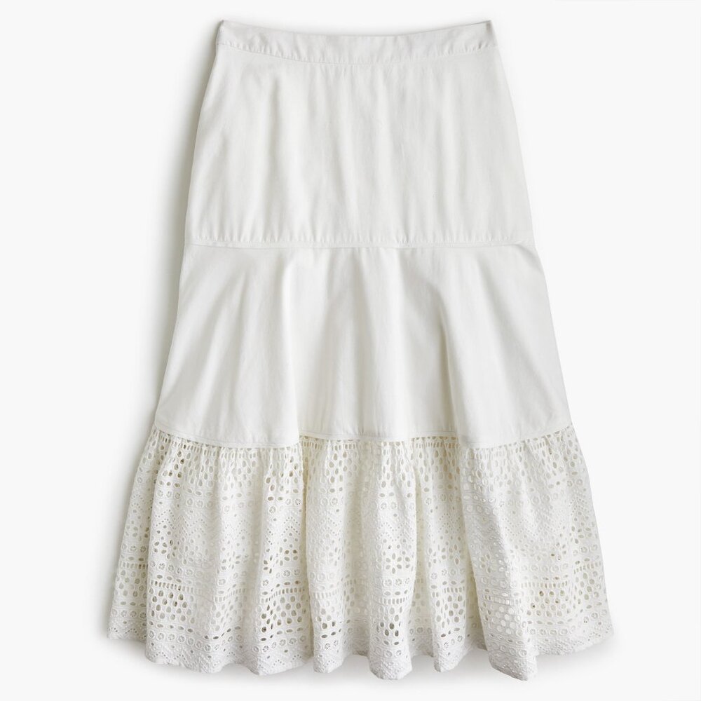 J.Crew Point Sur White Eyelet Cotton Skirt